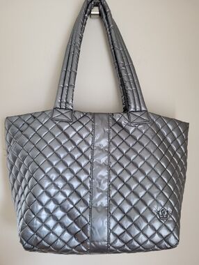 Oliver Thomas Quilted Bag, Metallic Gray